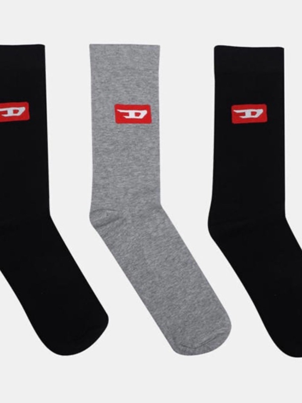 Diesel Men's Ryt Clzno Trainer Crew Socks 3-Pack - Black & Gray